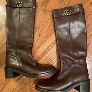 Gucci Equestrian GG logo brown riding boots Size 36